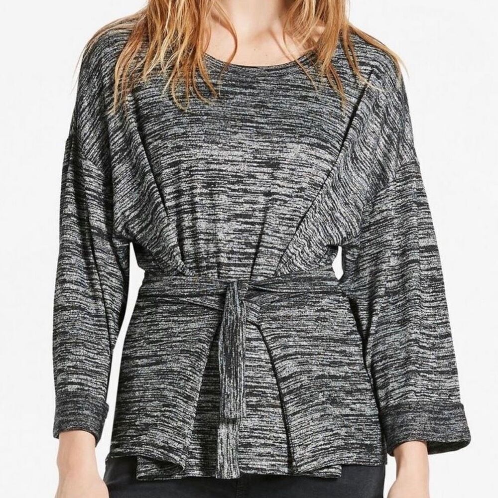 Lucky Brand Gray Space Dye 3/4 Sleeve Top Blouse Women’s Size Large